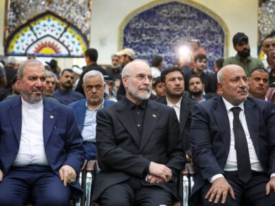 حضور قالیباف در مراسم چهلمین روز تدفین آقای شهید ایران در کربلا