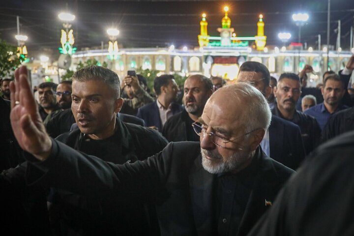 حضور قالیباف در مراسم چهلمین روز تدفین آقای شهید ایران در کربلا