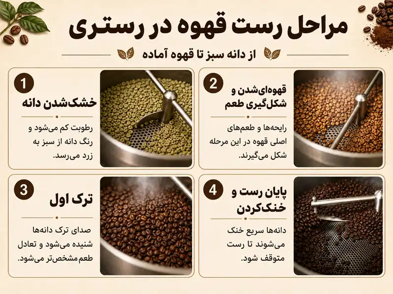 مراحل رست قهوه در رستری